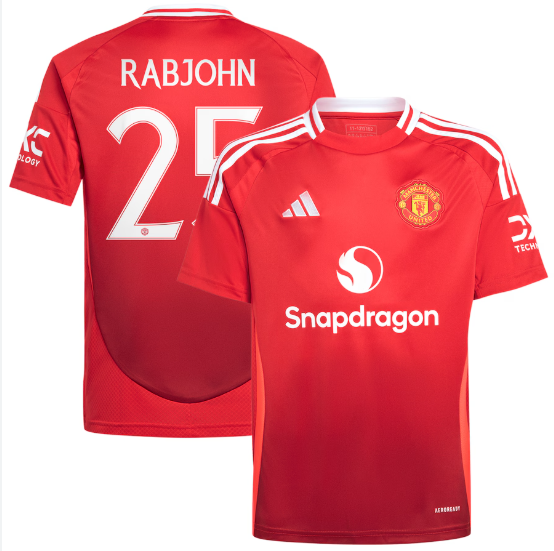 Camiseta del Manchester United, primera equipación de la temporada 2024-2025. Por delante y por detrás- 